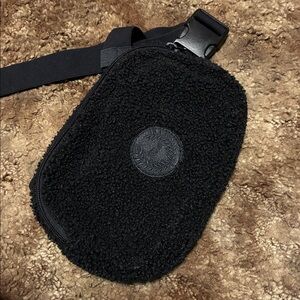 PINK Black Fleece Belt Bag